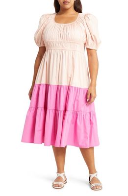 Nordstrom Matching Family Moments Colorblock Cotton Poplin Midi Dress in Pink Chintz- Pink Wildflower