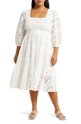 Nordstrom Matching Family Moments Cotton Eyelet Midi Dress in Ivory Cloud