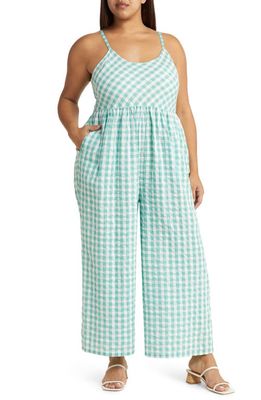 Nordstrom Matching Family Moments Organic Cotton Gingham Jumpsuit in Green Wasabi Gingham