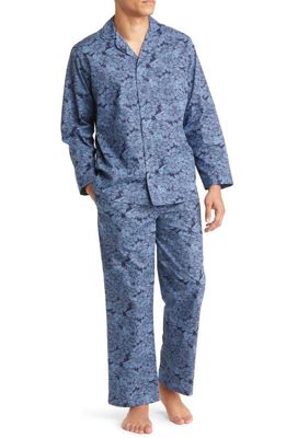 Nordstrom Men's Cotton Poplin Pajamas in Navy Peacoat Tropical Flowers