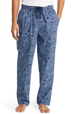 Nordstrom Men's Poplin Pajama Pants in Navy Peacoat Tropical Flowers