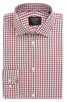 NORDSTROM MEN'S SHOP Extra Trim Fit Non-Iron Check Dress Shirt in Red Earth White Gingham