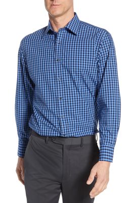 NORDSTROM MEN'S SHOP Tech-Smart Traditional Fit Stretch Check Dress Shirt in Blue Camp