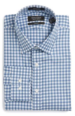 NORDSTROM MEN'S SHOP Trim Fit Check Dress Shirt in Blue Vintage