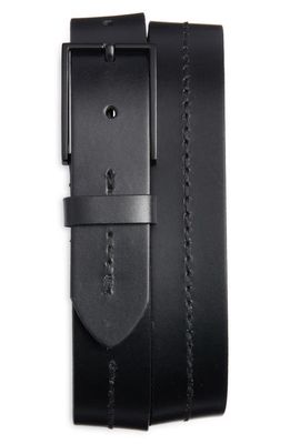 Nordstrom Men's Stitch Detail Leather Belt in Black