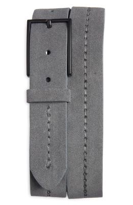 Nordstrom Men's Stitch Detail Suede Belt in Grey Charcoal