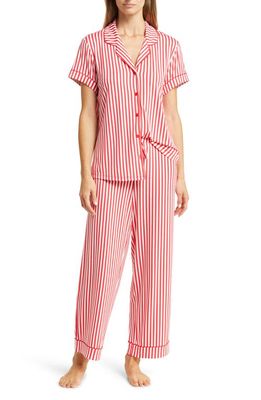 Nordstrom Moonlight Eco Crop Pajamas in Red Lollipop Ticking Stripe