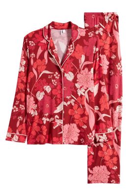 Nordstrom Moonlight Eco Knit Pajamas in Red Velvet Lisolette Flora