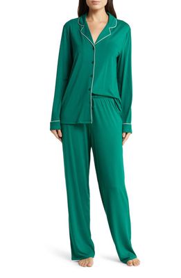 Nordstrom Moonlight Eco Long Sleeve Knit Pajamas in Green Evergreen