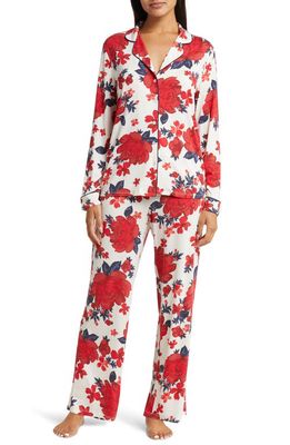 Nordstrom Moonlight Eco Long Sleeve Knit Pajamas in Ivory Egret Romantic Peony
