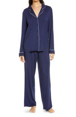 Nordstrom Moonlight Eco Long Sleeve Knit Pajamas in Navy Peacoat