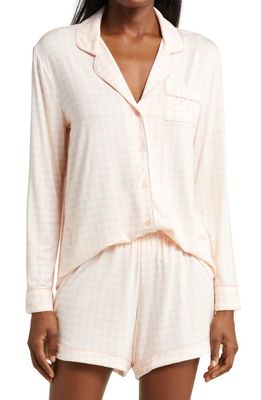 Nordstrom Moonlight Eco Long Sleeve Short Pajamas in Pink Seashell Becca Gingham
