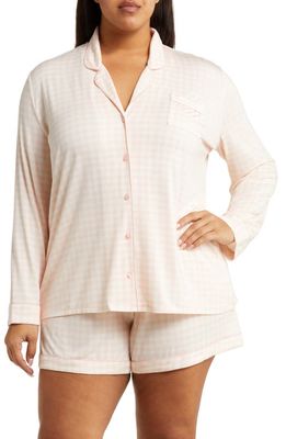 Nordstrom Moonlight Eco Long Sleeve Stretch Modal Short Pajamas in Pink Seashell Becca Gingham
