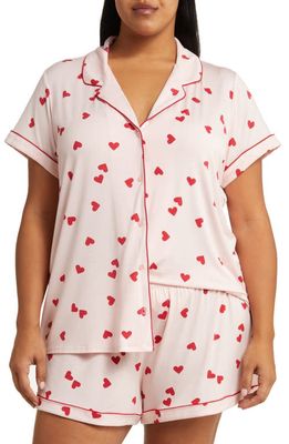 Nordstrom Moonlight Eco Short Pajamas in Pink Lotus Heart Toss