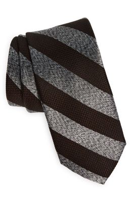 Nordstrom Mora Stripe Silk Tie in Brown