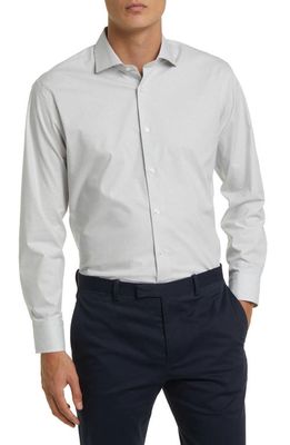 Nordstrom Newton Trim Fit Check Tech-Smart Cotton Blend Dress Shirt in White - Grey Newton Check