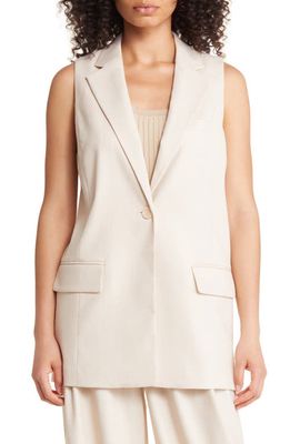 Nordstrom One Button Vest in Ivory- Tan Woven Texture