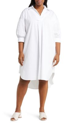 Nordstrom Oversize Cotton Poplin Midi Dress in White