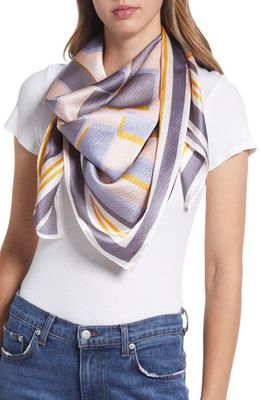 Nordstrom Oversized Silk Square Scarf in Pink Smoke Brushed Grid