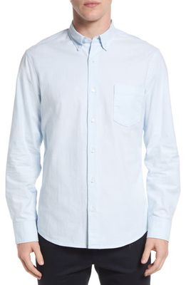 Nordstrom Oxford Button-Up Performance Shirt in Blue Falls- White Oxford