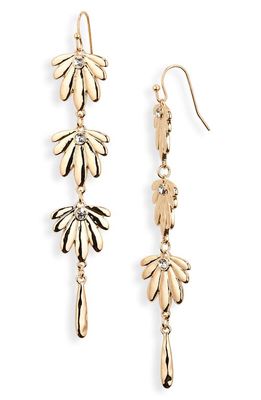 Nordstrom Palm Leaf Linear Drop Earrings in Clear- Gold