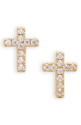 Nordstrom Pavé Cubic Zirconia Cross Stud Earrings in Clear- Gold