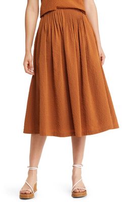 Nordstrom Pintuck Pleat A-Line Skirt in Rust Argan Oil