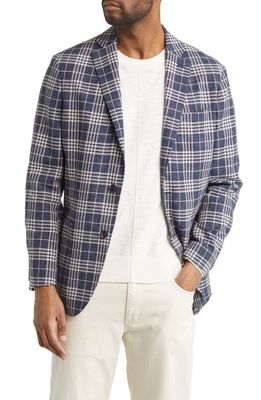 Nordstrom Plaid Patch Pocket Sport Coat in Navy- Blue Grand Plaid
