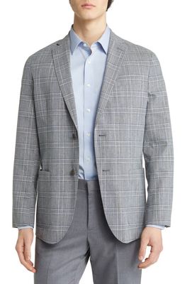 Nordstrom Plaid Patch Pocket Wool Blend Sport Coat in Grey- Teal Nub Plaid