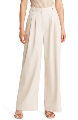Nordstrom Pleat Front Wide Leg Pants in Ivory- Tan Woven Texture