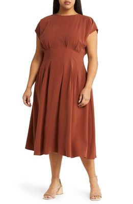 Nordstrom Pleated Waist A-Line Dress in Rust Henna