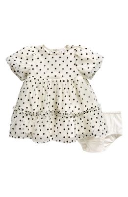Nordstrom Polka Dot Puff Sleeve Tiered Party Dress & Bloomers Set in Ivory Egret Duck Dot
