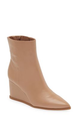 Nordstrom Prince Pointed Toe Wedge Bootie in Tan Light