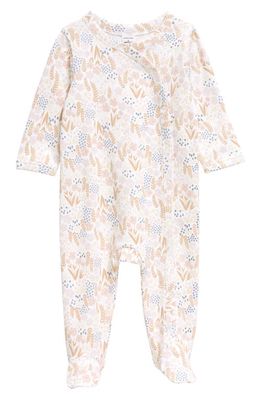 Nordstrom Print Cotton Footie in White- Pink Meadow Floral