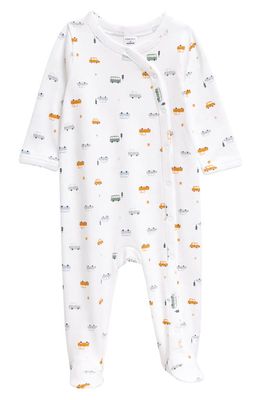 Nordstrom Print Cotton Footie in White Tiny Cars