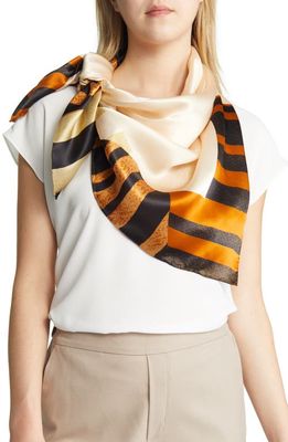 Nordstrom Print Silk Square Scarf in Rust Brushed Lines