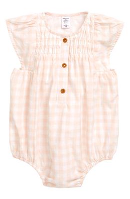 Nordstrom Print Smocked Cotton Bubble Bodysuit in Pink Chintz Gingham