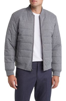 Nordstrom Quilted Flannel Bomber Jacket in Grey Heather