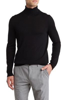 NORDSTROM RACK Merino Wool Turtleneck Sweater in Black Caviar