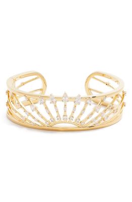 Nordstrom Ray Of Sun Crystal Open Cuff Bracelet in Clear- Gold
