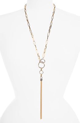 Nordstrom Rectangle Tassel Pendant Necklace in Gold- Rhodium