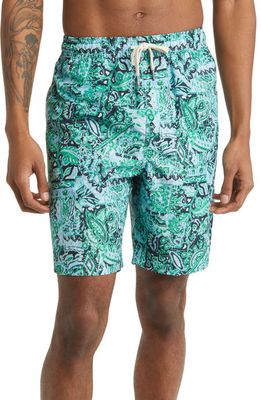 Nordstrom Recycled Fiber Swim Trunks in Green Clover Patchwork Paisley