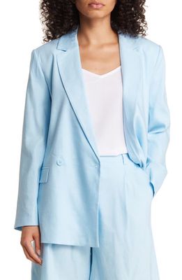 Nordstrom Relaxed Stretch Linen Blend Blazer in Blue Crystal