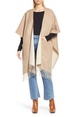 Nordstrom Reversible Wool & Cashmere Travel Ruana in Tan Combo