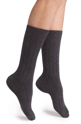 Nordstrom Rib Crew Socks in Charcoal Grey Heather