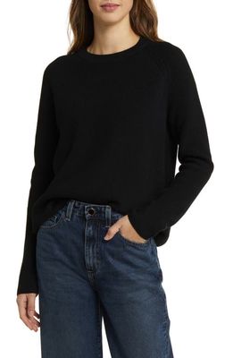 Nordstrom Rib Organic Cotton & Merino Wool Sweater in Black