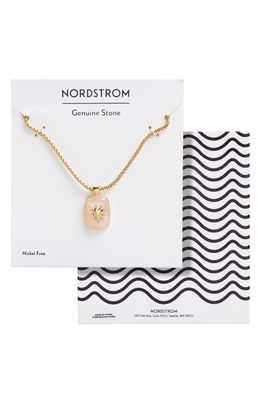 Nordstrom Rose Quartz Heart Pendant Necklace in Blush- Gold