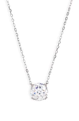 Nordstrom Round Cubic Zirconia Pendant Necklace in Platinum Plated