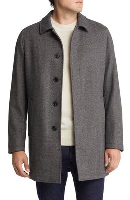 Nordstrom Russell Mac Herringbone Wool Blend Coat in Black Grey Herringbone
