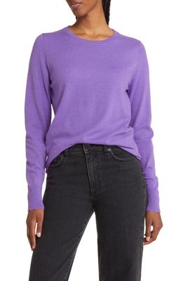 Nordstrom Scallop Cuff Crewneck Sweater in Purple Lavan